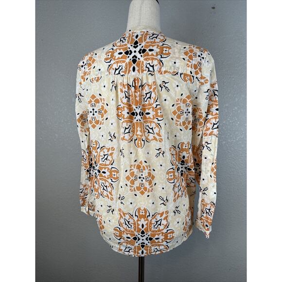 Joie Womens Fano Button Front Balloon Sleeve Top S Small Orange Floral Cotton - Picture 5 of 8